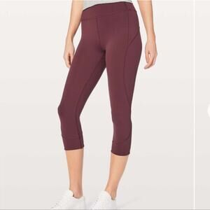Lululemon In Movement Crop Everlux 19 Hidden Pocket High Rise Size 10
